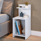 Kit 2 Mesas Cabeceira Branco Mesinha Organizadora Prateleira