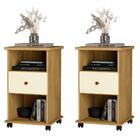 Kit 2 Mesas Cabeceira Com Rodizios Ot38 Mpri