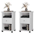 Kit 2 Mesas Cabeceira Com Rodizios Ot38 Mpri