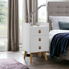 Kit 2 Mesas Cabeceira Horse Branco 3 Gavetas Com Puxadores