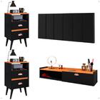 Kit 2 Mesas Cabeceira Penteadeira Suspensa Classic Preto/cina