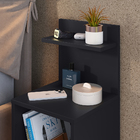 Kit 2 Mesas Cabeceira Preto Prateleira Organizadora Painel Su