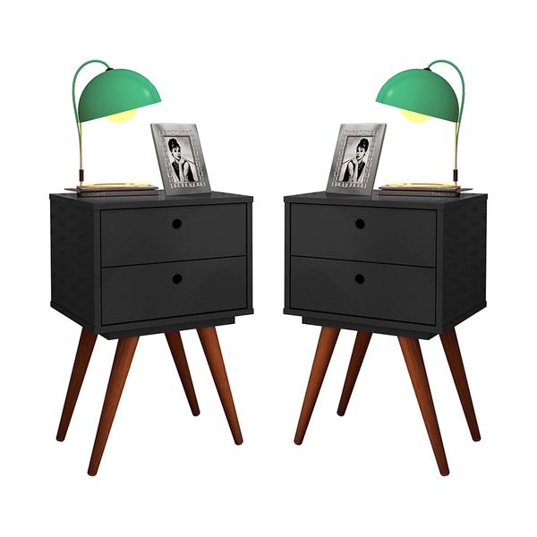 Kit 2 Mesas Cabeceiras Laterais 50 Preto