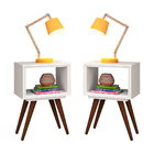 Kit 2 Mesas Cabeceiras Laterais Retrô 40 Branco