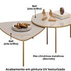 Kit 2 Mesas Centro Lina Cleia Pés Metal Dj Moveis