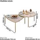 Kit 2 Mesas Centro Lina Cleia Pés Metal Dj Moveis