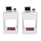 Kit 2 Mesas Da Cabeceira Superior Off White 30x60cm Moderno