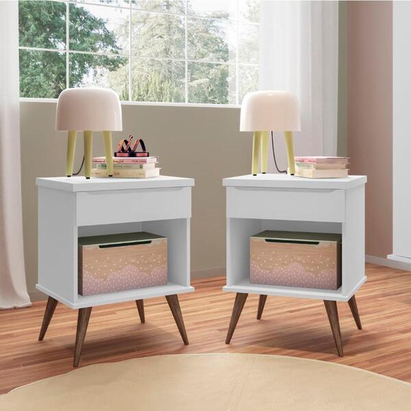Kit 2 Mesas De Apoio 100% Mdf Melinda Com 1 Gaveta Branco Bra