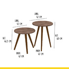 Kit 2 Mesas De Apoio Lateral Para Sala De Estar 47 Cm Pés Pal