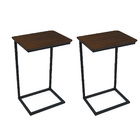 Kit 2 Mesas De Apoio Para Sofá Estilo Industrial - Tabaco