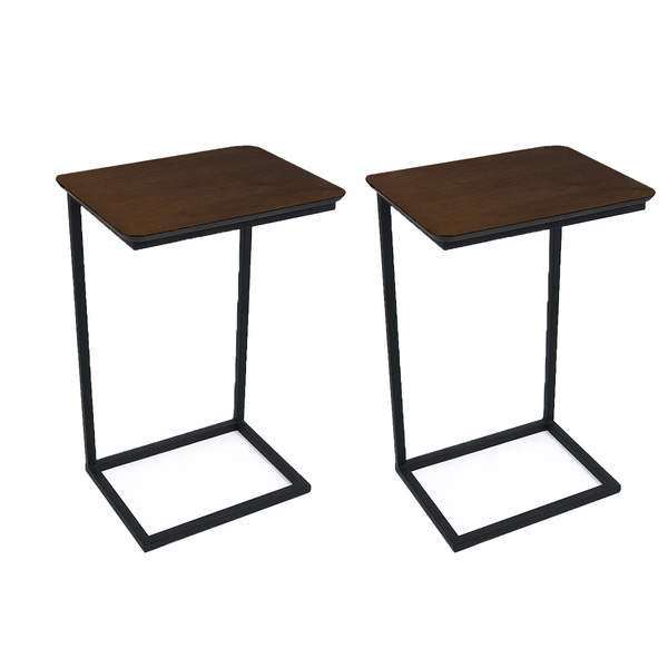 Kit 2 Mesas De Apoio Para Sofá Estilo Industrial - Tabaco