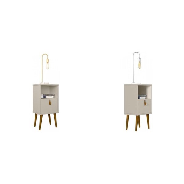 Kit 2 Mesas De Cabeceira 1 Gaveta 1 Nicho Pés Palito Retrô Bú