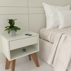 Kit 2 Mesas De Cabeceira 1 Gaveta 40 Cm Mdf Branco Com Pés