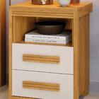 Kit 2 Mesas De Cabeceira 2 Gavetas 1 Nicho Cinamomo Off White