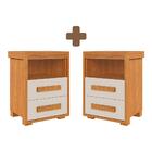Kit 2 Mesas De Cabeceira 2 Gavetas 1 Nicho Nature Off White T