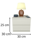 Kit 2 Mesas De Cabeceira 2 Gavetas 30 Cm Mdf Branco