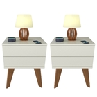 Kit 2 Mesas De Cabeceira 2 Gavetas 40 Cm Mdf Branco Com Pés