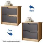 Kit 2 Mesas De Cabeceira 2 Gavetas Doble Flex Nature/titanium