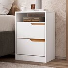 Kit 2 Mesas De Cabeceira 2 Gavetas Sara Flex Branco/freijó