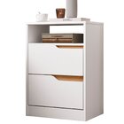 Kit 2 Mesas De Cabeceira 2 Gavetas Sara Flex Branco/freijó