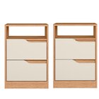 Kit 2 Mesas De Cabeceira 2 Gavetas Sara Flex Freijo/off White