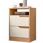 Kit 2 Mesas De Cabeceira 2 Gavetas Sara Flex Freijo/off White