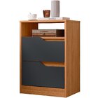 Kit 2 Mesas De Cabeceira 2 Gavetas Sara Flex Nature/titanium