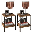 Kit 2 Mesas De Cabeceira 2 Prateleiras Pés Metálicos Madri Li