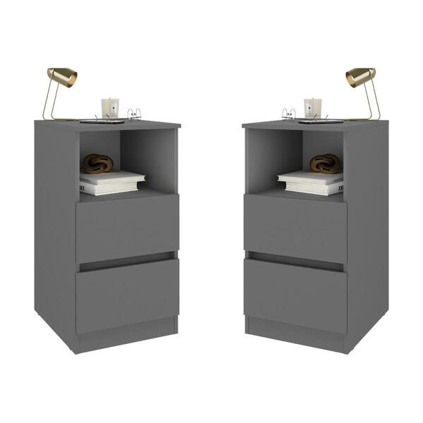Kit 2 Mesas De Cabeceira 38,5cm 2 Gavetas Multimóveis Mp4501