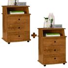 Kit 2 Mesas De Cabeceira 3 Gavetas Freijó Luxo E.j