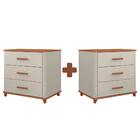 Kit 2 Mesas De Cabeceira 3 Gavetas Freijó Off White Maitê Fab