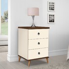 Kit 2 Mesas De Cabeceira 3 Gavetas Pés Palito Creta Pérola/fr