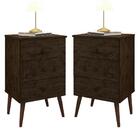 Kit 2 Mesas De Cabeceira 3 Gavetas Retro Puxador Ferro Beatri