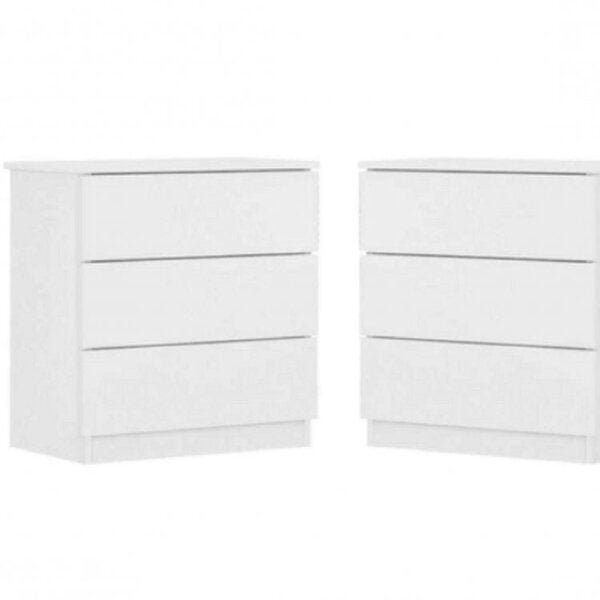Kit 2 Mesas De Cabeceira 3 Gavetas Veronna Móveis Branco Tcil