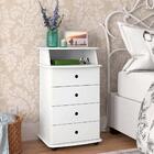 Kit 2 Mesas De Cabeceira 4 Gavetas Branco Luxo Ll E.j