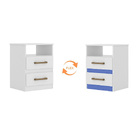 Kit 2 Mesas De Cabeceira Bella 2 Gavetas Branco Azul Flex Tan