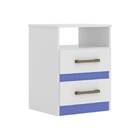 Kit 2 Mesas De Cabeceira Bella 2 Gavetas Branco Azul Flex Tan