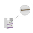 Kit 2 Mesas De Cabeceira Bella 2 Gavetas Branco Lilás Flex Ta