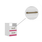 Kit 2 Mesas De Cabeceira Bella 2 Gavetas Branco Rosa Flex Tan