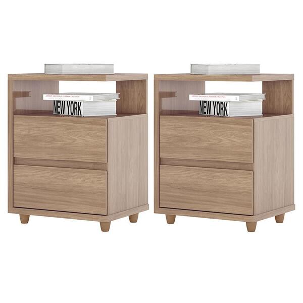 Kit 2 Mesas De Cabeceira Campeche 2 Gavetas - Móveis Henn