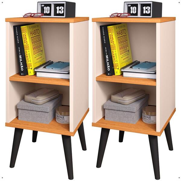 Kit 2 Mesas De Cabeceira Charme Retrô Nicho Mesinha Pequena L