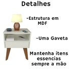 Kit 2 Mesas De Cabeceira Com Gaveta 40 Cm Mdf Branco Com Pés