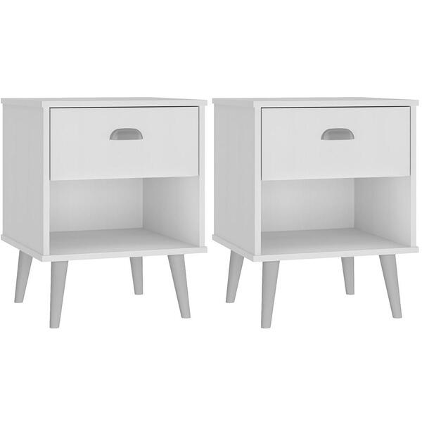 Kit 2 Mesas De Cabeceira Com Gaveta Cr2006 Branco Hec