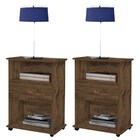 Kit 2 Mesas De Cabeceira Com Rodízios 1 Gaveta Otto Amêndoa W