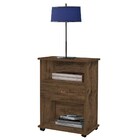 Kit 2 Mesas De Cabeceira Com Rodízios 1 Gaveta Otto Amêndoa W