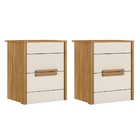 Kit 2 Mesas De Cabeceira Dhara 2 Gavetas Freijó Off White Mov