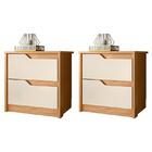 Kit 2 Mesas De Cabeceira Doble 2 Gavetas - Pr Móveis