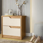 Kit 2 Mesas De Cabeceira Doblô 2 Gavetas Carvalho Grife Off W