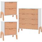 Kit 2 Mesas De Cabeceira E Comoda 4 Gavetas Branco Pinus Hec