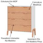 Kit 2 Mesas De Cabeceira E Comoda 4 Gavetas Branco Pinus Hec